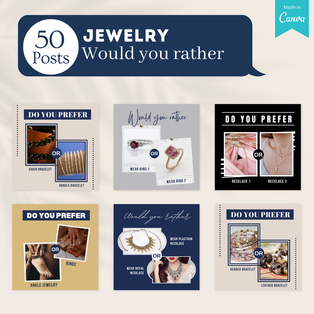 300 Jewelry Posts - Social Media Canva Templates