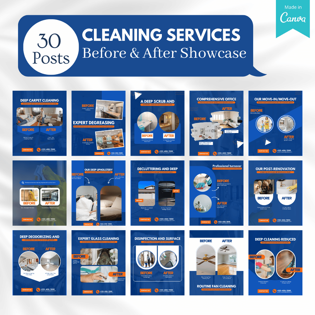 300 Cleaning Services Posts - Social Media Templates