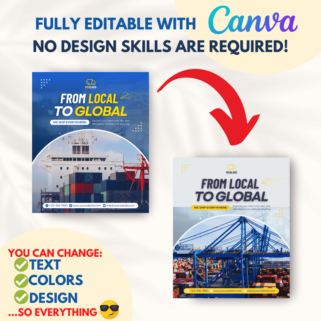 100 Shipping and Logistics Canva Templates Bundle