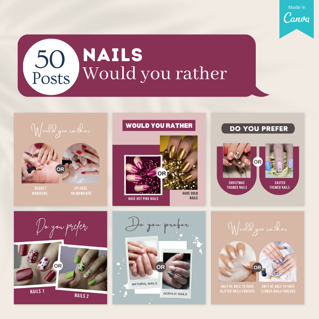 300 Nails Posts - Social Media Canva Templates