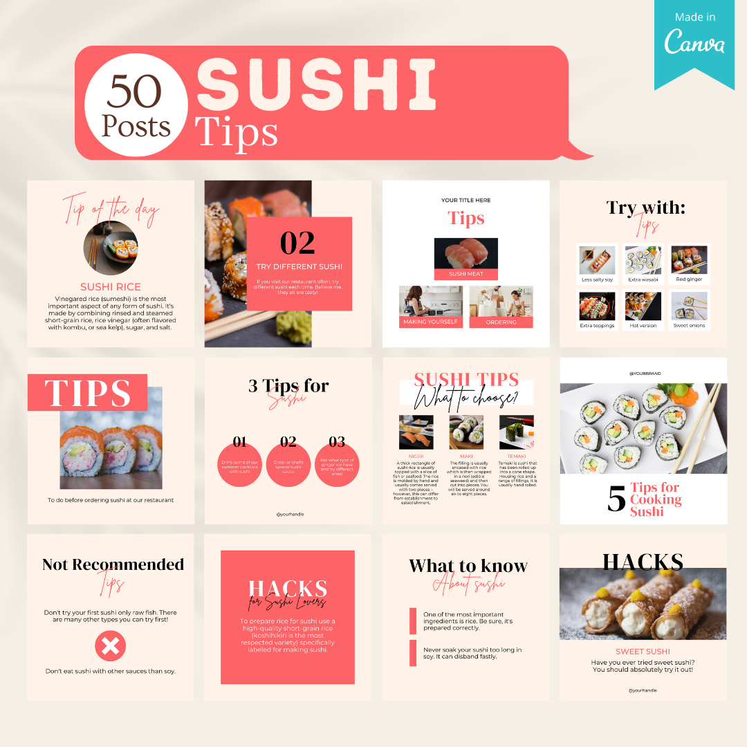 300 Sushi Posts - Social Media Templates