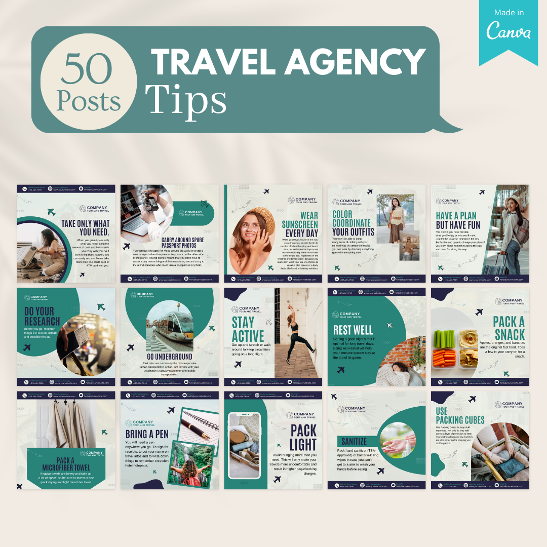 Travel Guidepost 500 Travel Agency Social Media Templates – Viralcontent.design