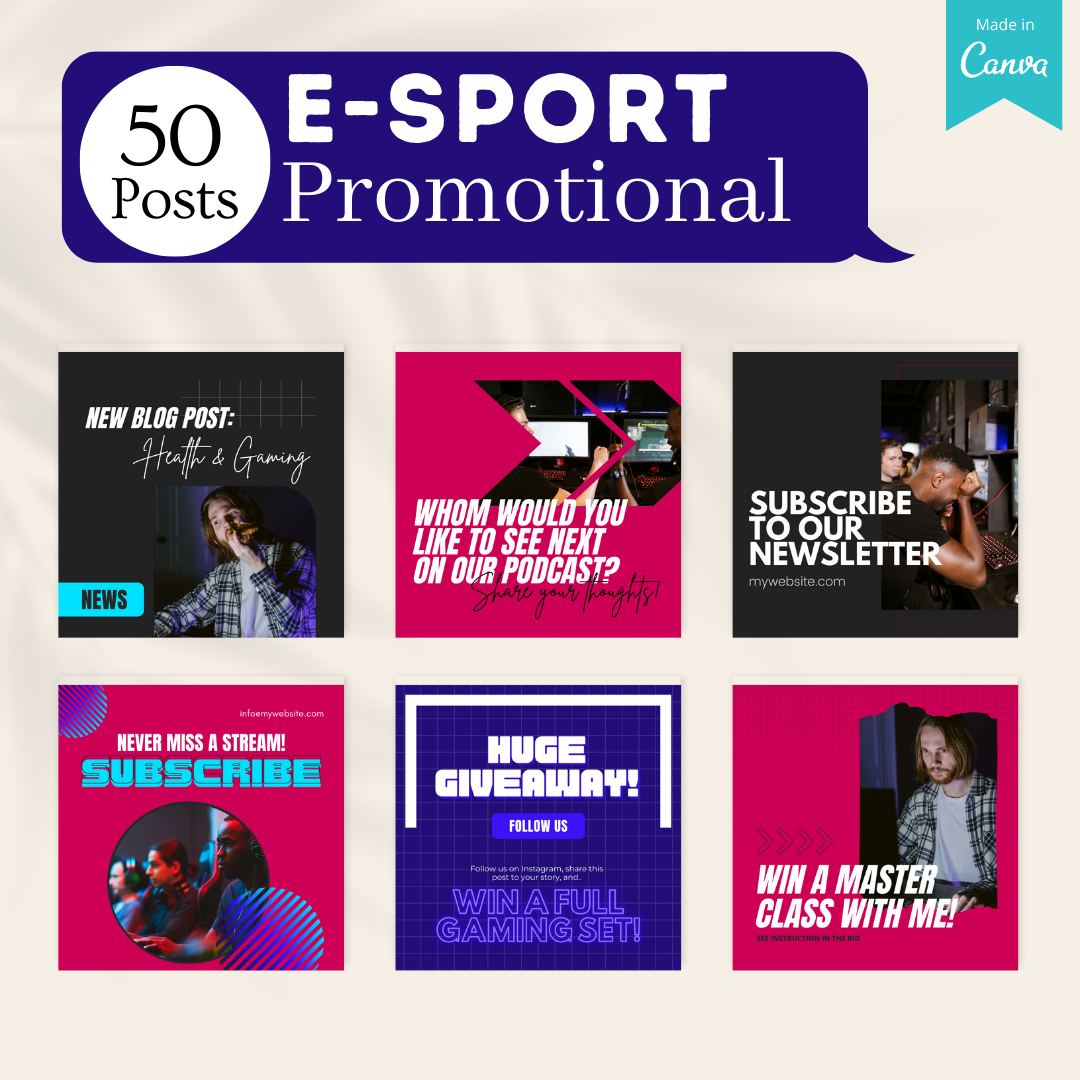 200 E-Sport Posts - Social Media Canva Templates