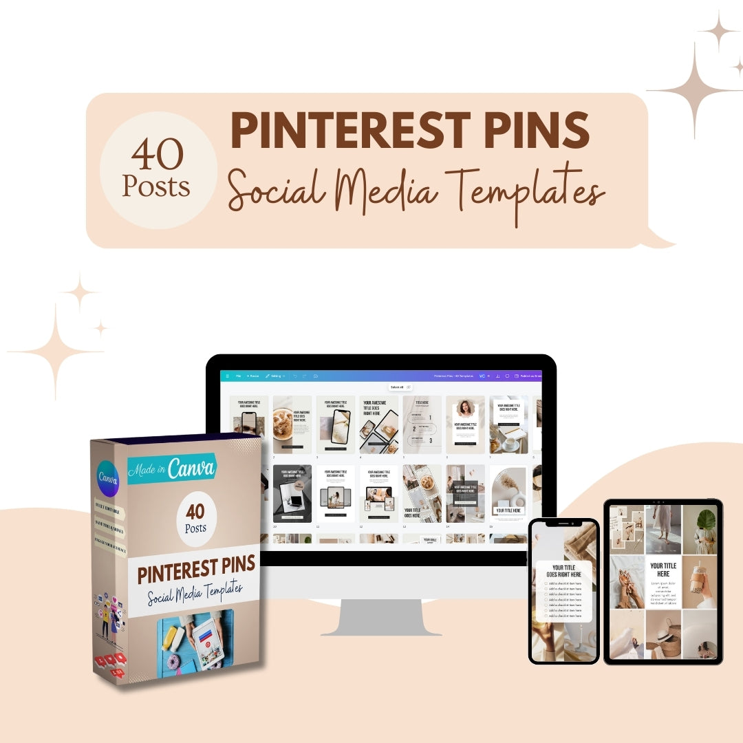 40 Pinterest Pins Canva Template Bundle