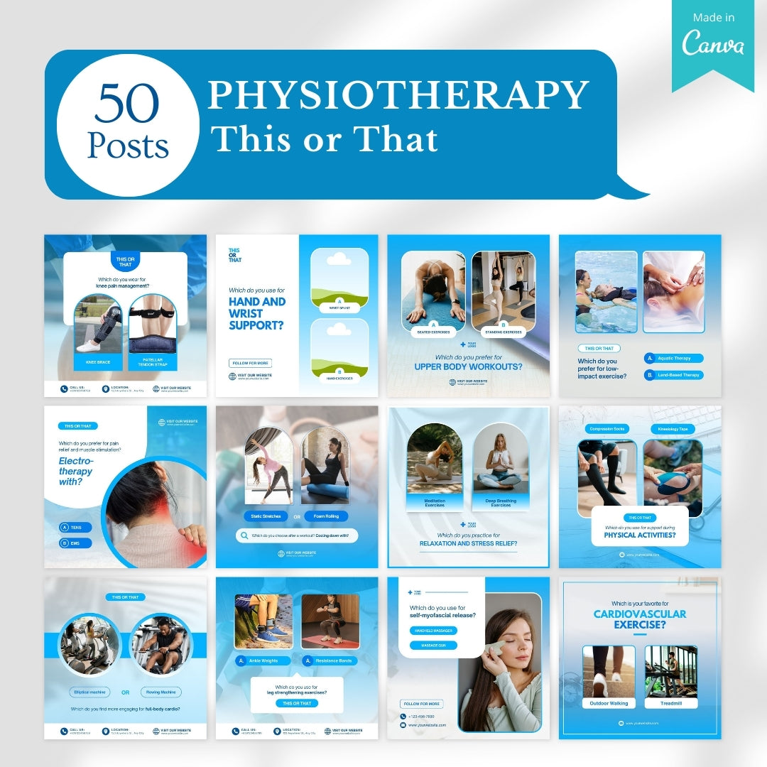 480 Physiotherapy Posts - Social Media Canva Templates