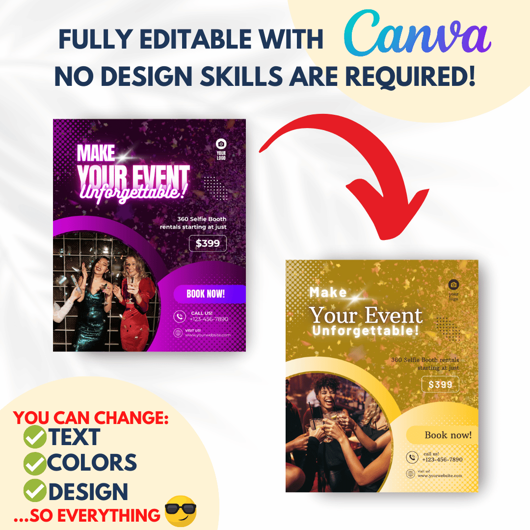 70 Selfie Booth Promotion Canva Templates