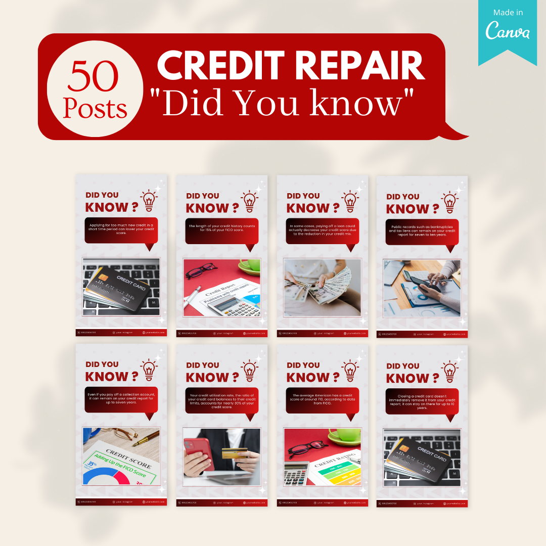 700+ Credit Repair Posts - Social Media Templates