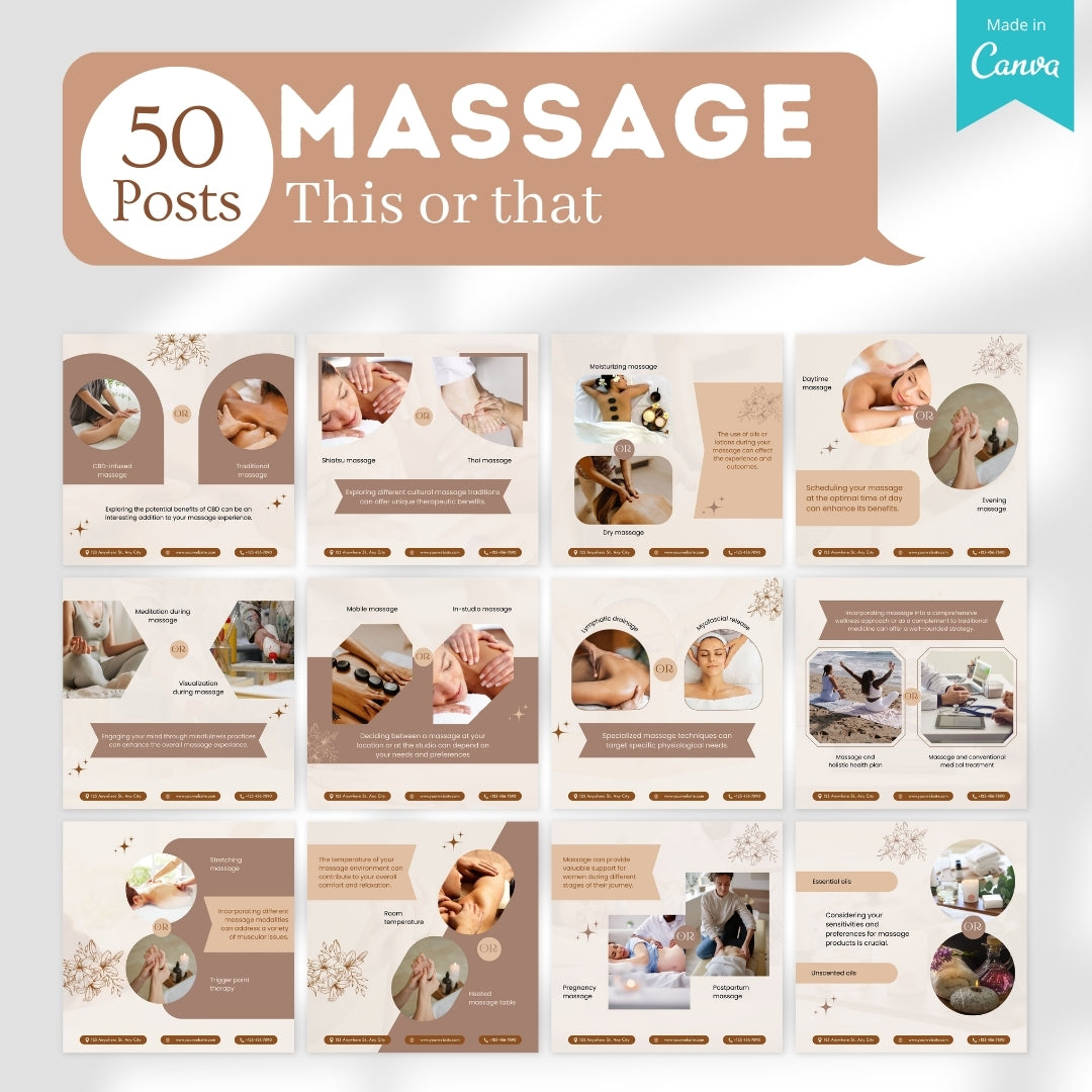 500 Massage Center  - Social Media Canva Templates