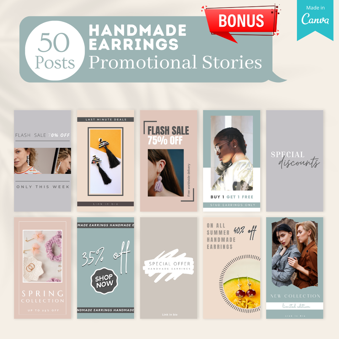 200 Handmade Earrings Posts - Social Media Templates