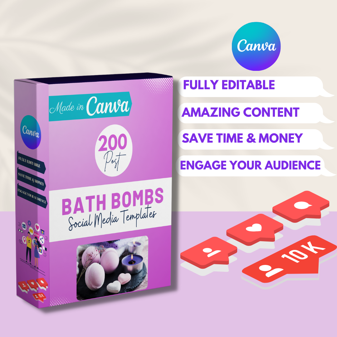 200 Bath Bombs Posts - Social Media Canva Templates