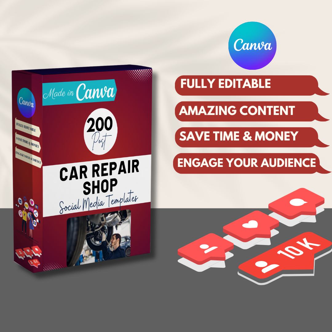 200 Car Repair Shop Posts - Social Media Templates