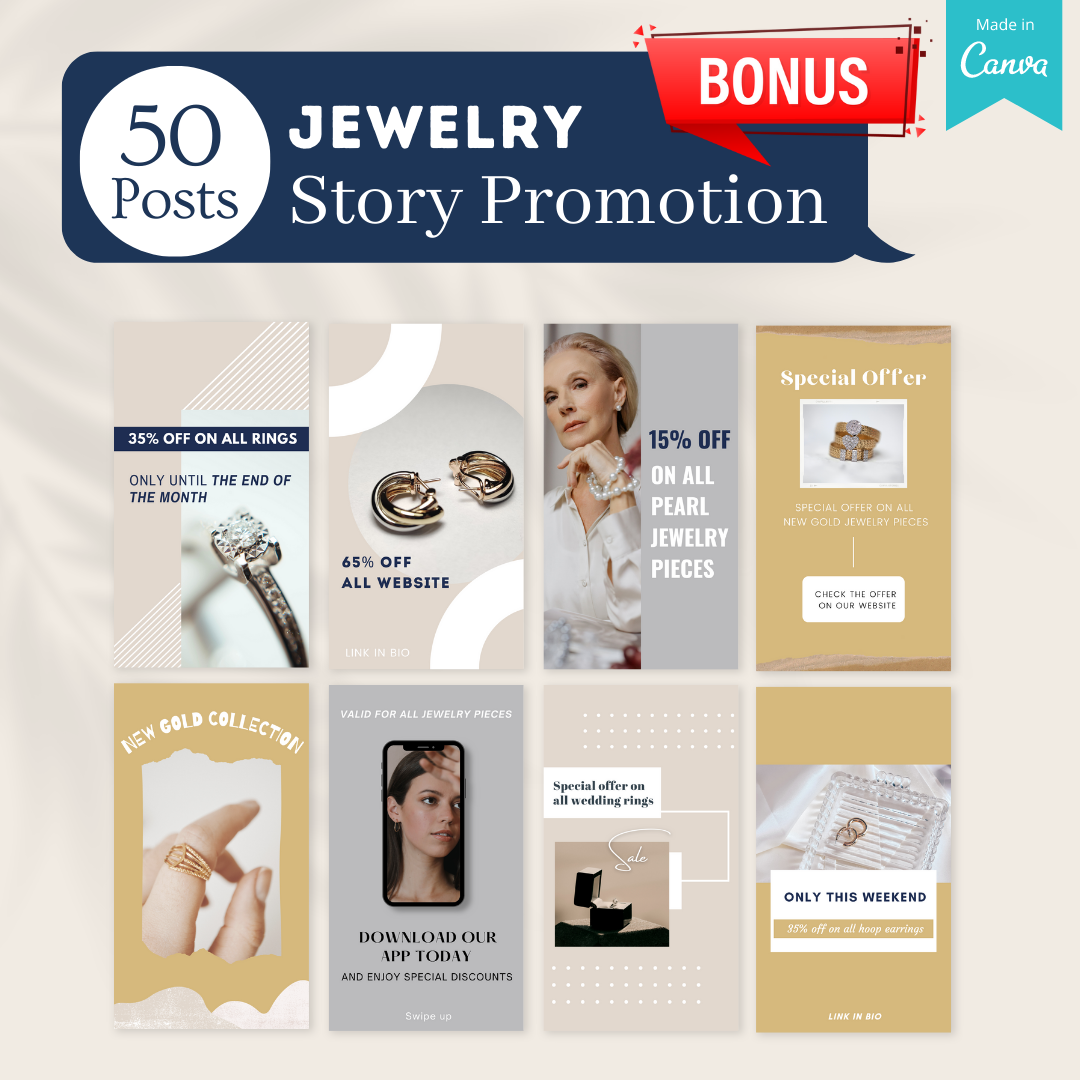 300 Jewelry Posts - Social Media Canva Templates