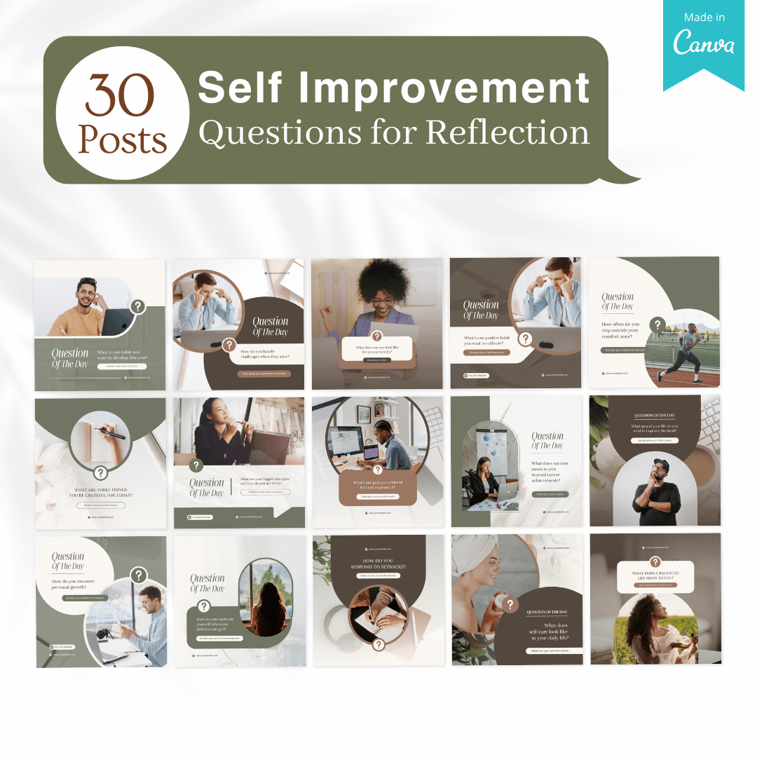 210 Self Improvement Posts - Social Media Templates