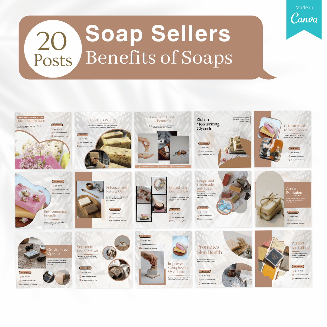 270 Soap Posts - Social Media Canva Templates