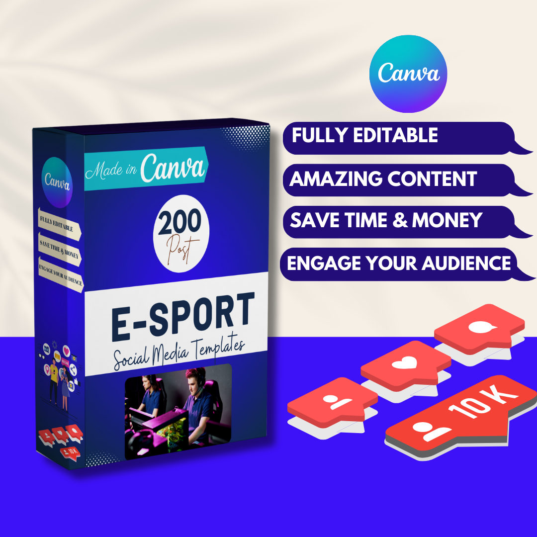 200 E-Sport Posts - Social Media Canva Templates