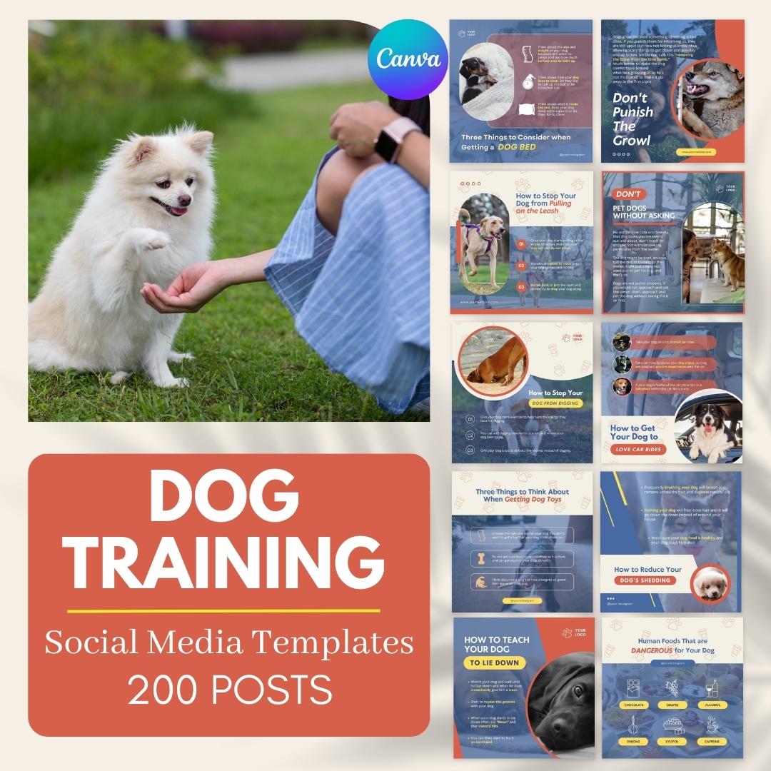 200 Dog Training Posts - Social Media Canva Templates