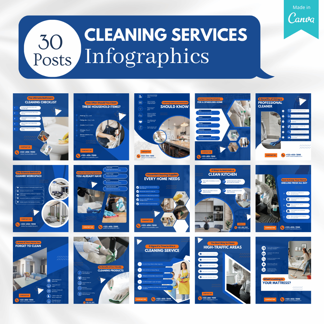 300 Cleaning Services Posts - Social Media Templates