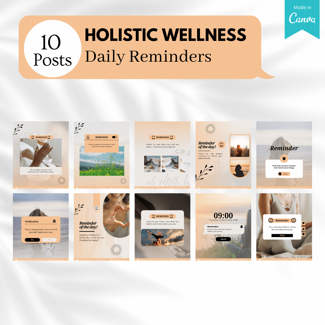 100 Holistic Wellness Canva Templates