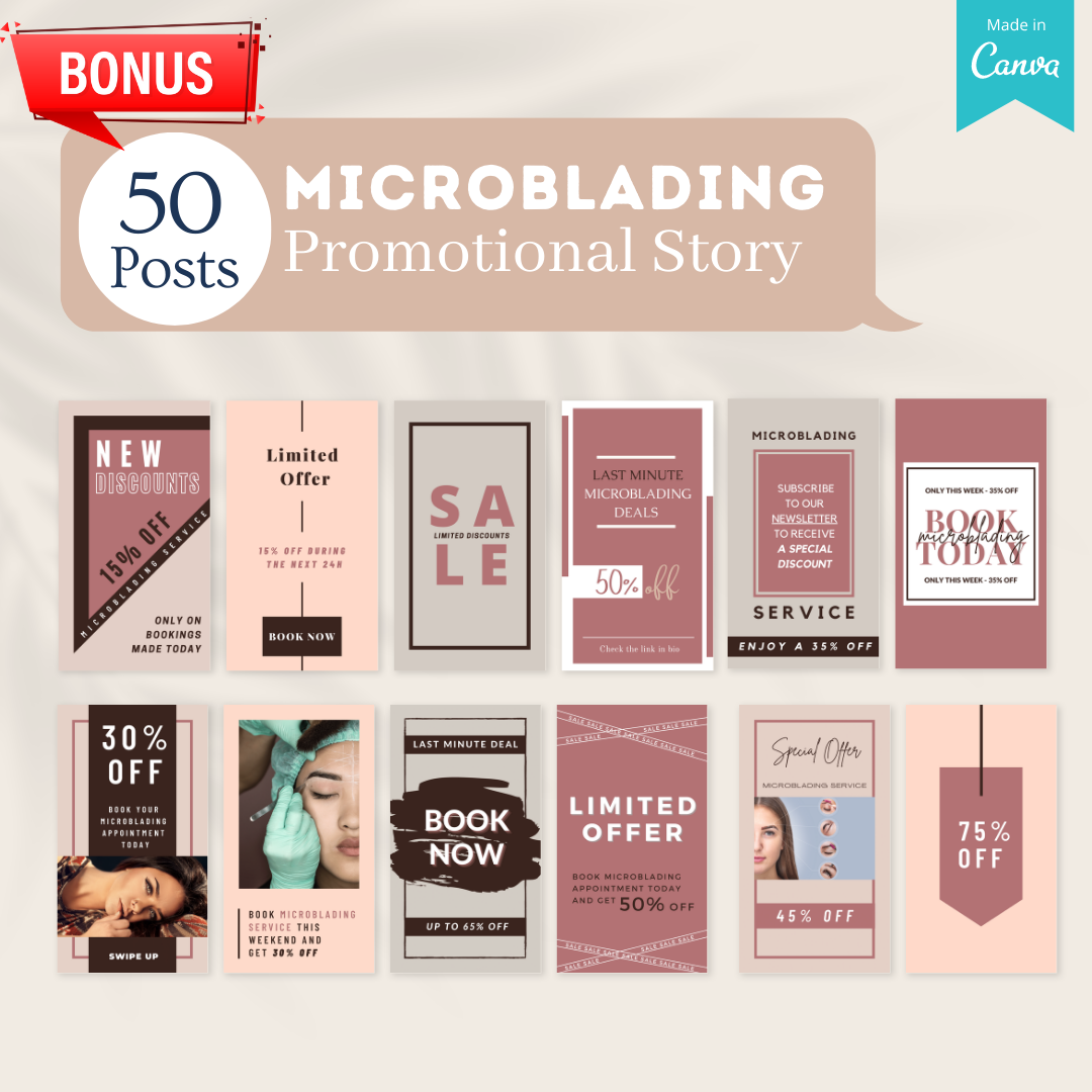 300 Microblading Posts - Social Media Canva Templates – Viralcontent.design