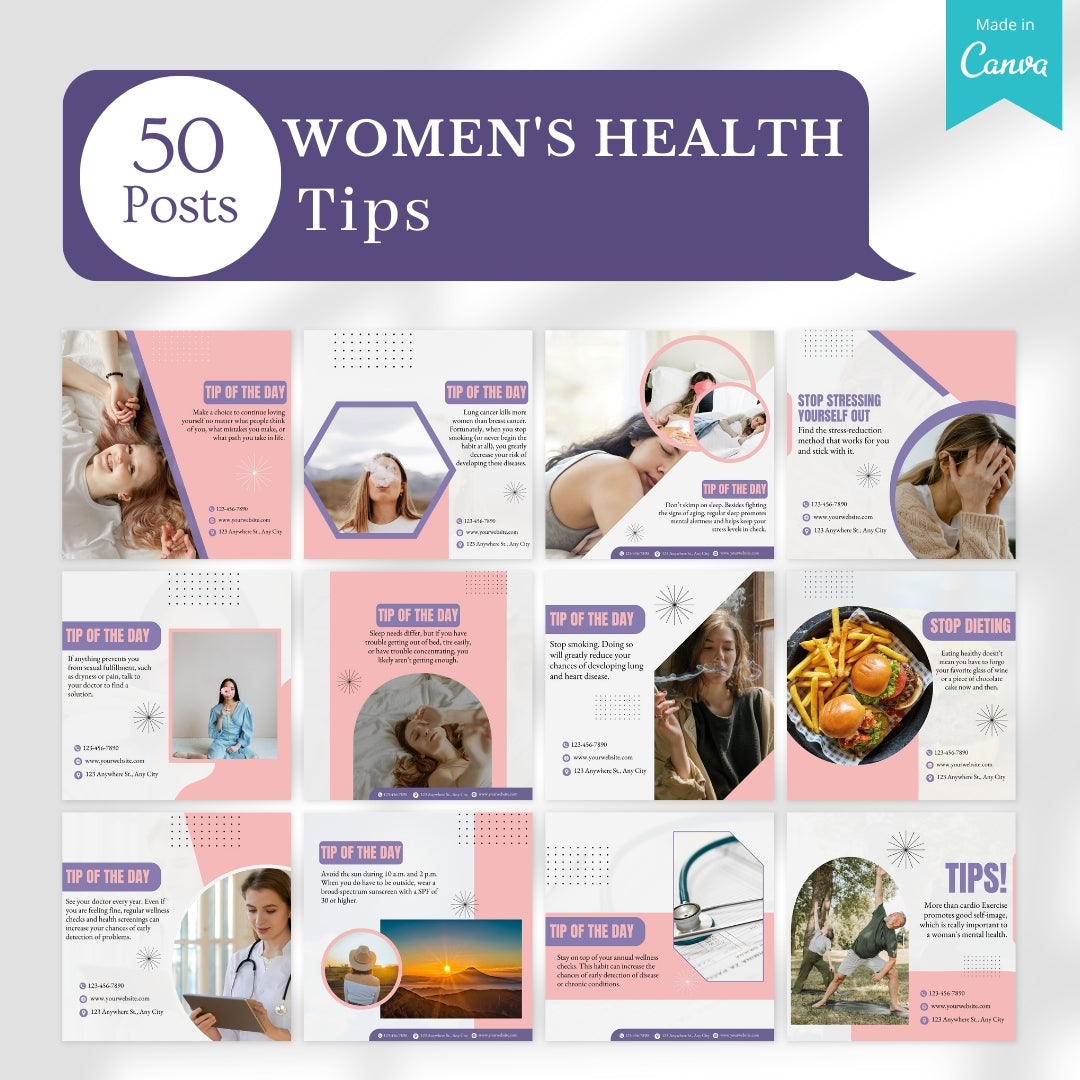 400 Women's Health  Posts - Social Media Templates