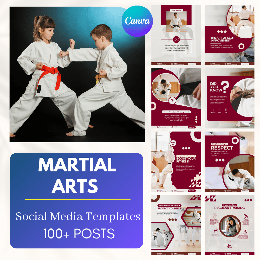 100 Martial Arts Canva Templates