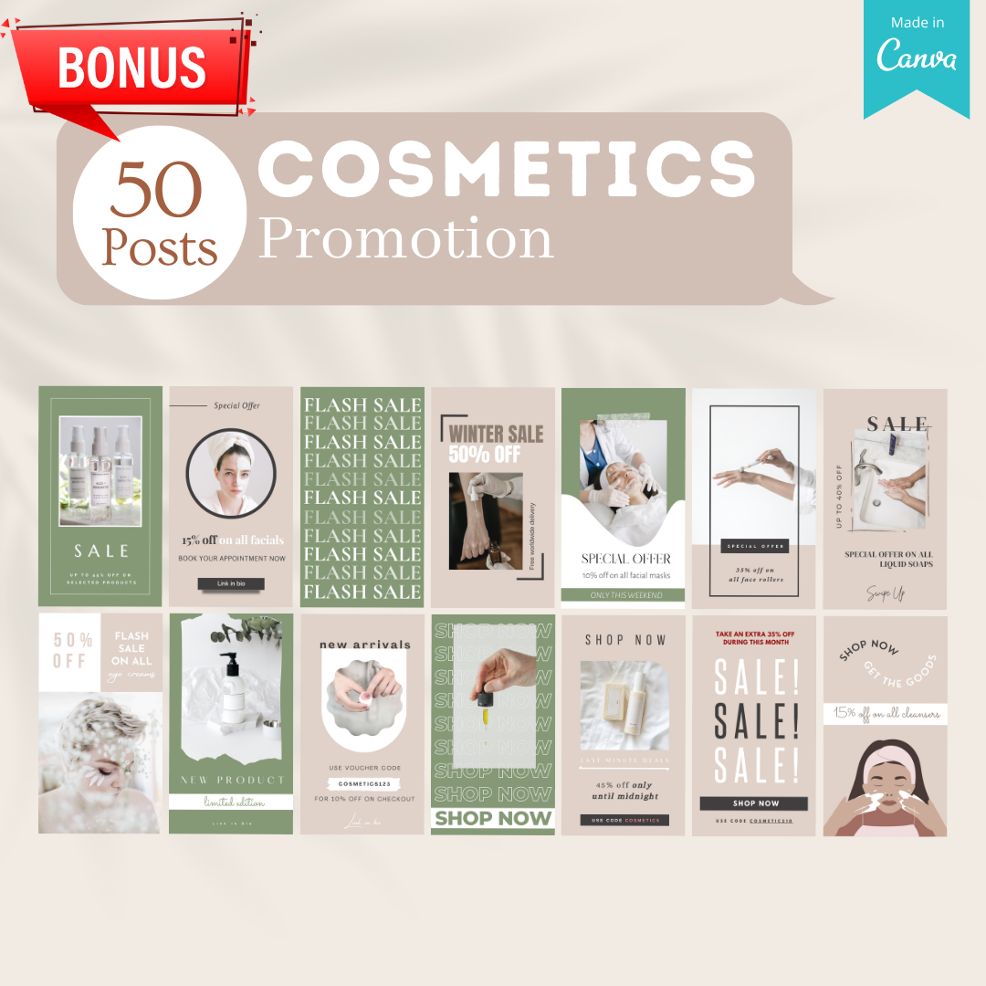 300 Cosmetics Posts -  Social Media Templates