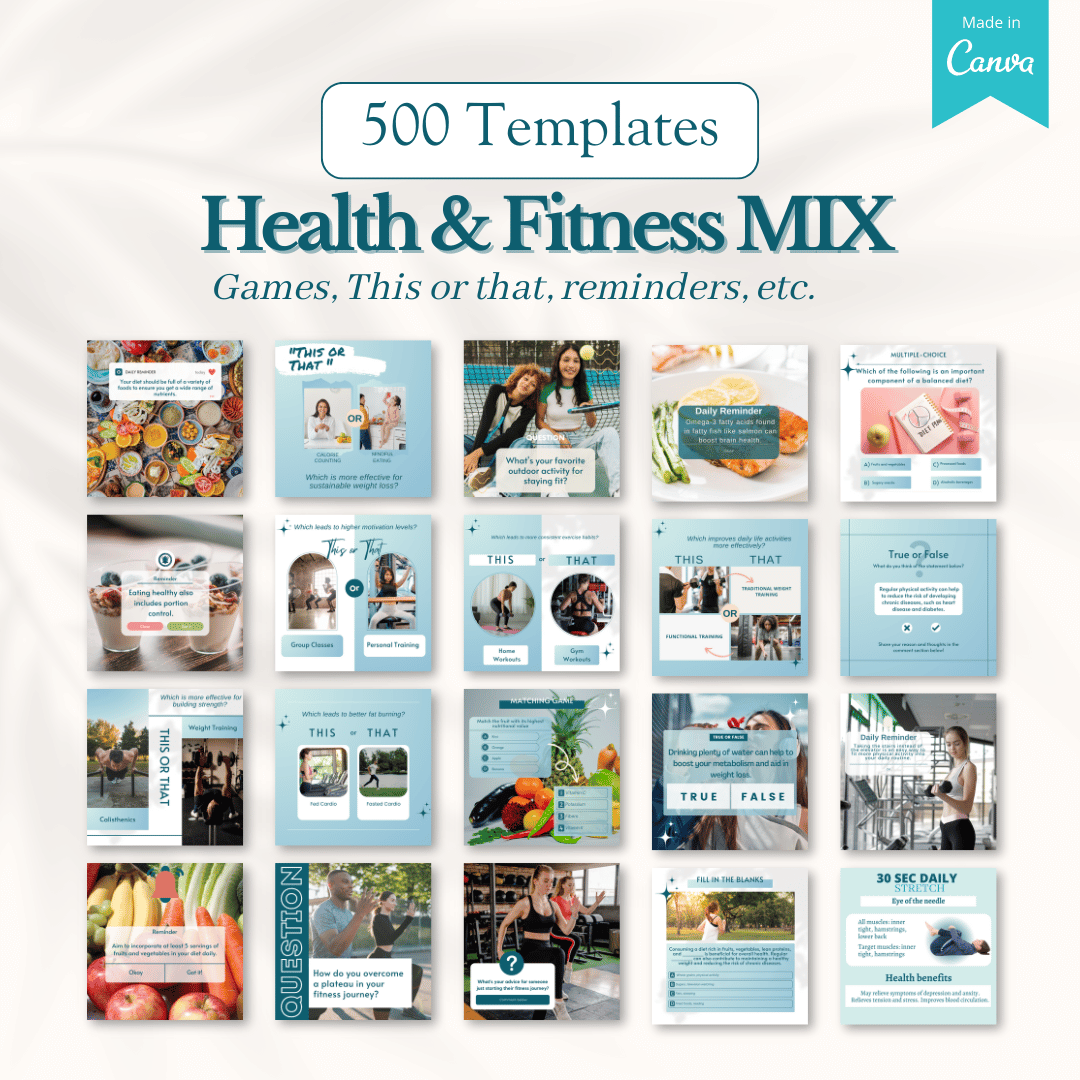 2000+ Fitness, Nutrition & Health Bundle - Social Media Templates