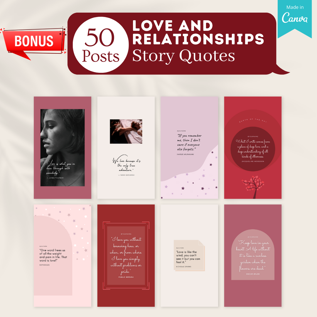 300 Love and Relationships Posts - Social Media Canva Templates ...