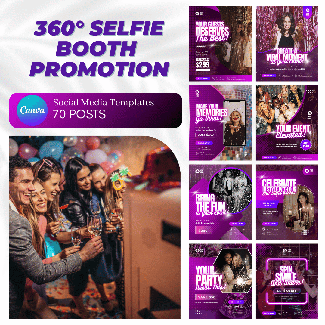 70 Selfie Booth Promotion Canva Templates