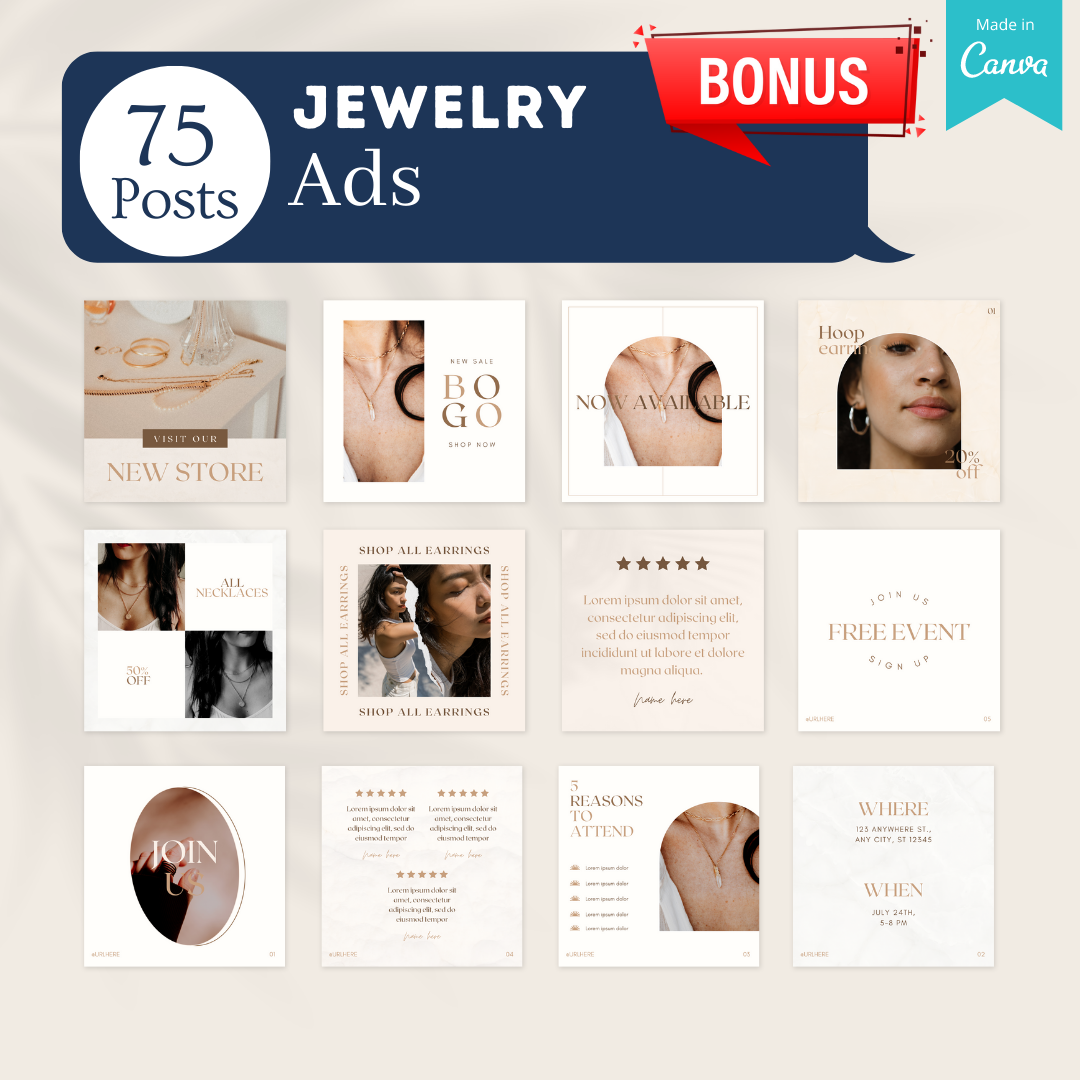 300 Jewelry Posts - Social Media Canva Templates