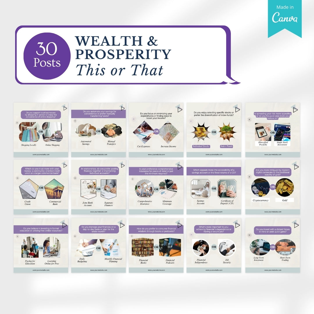 200 Wealth and Prosperity Posts - Social Media Templates