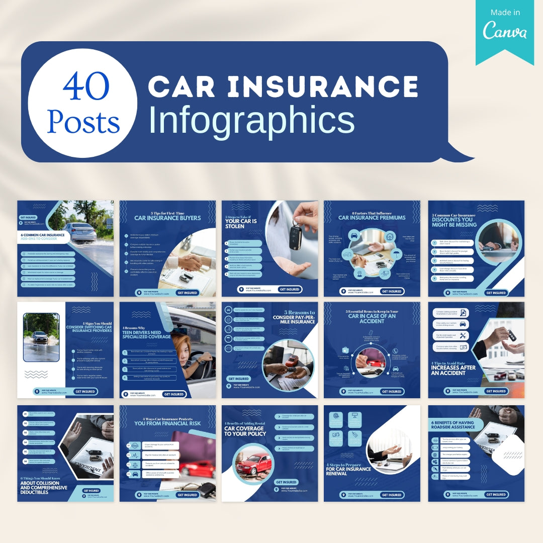 Car Insurances Templets 220 Car Insurance Canva Templates | PLR Resell Rights – Viralcontent.design