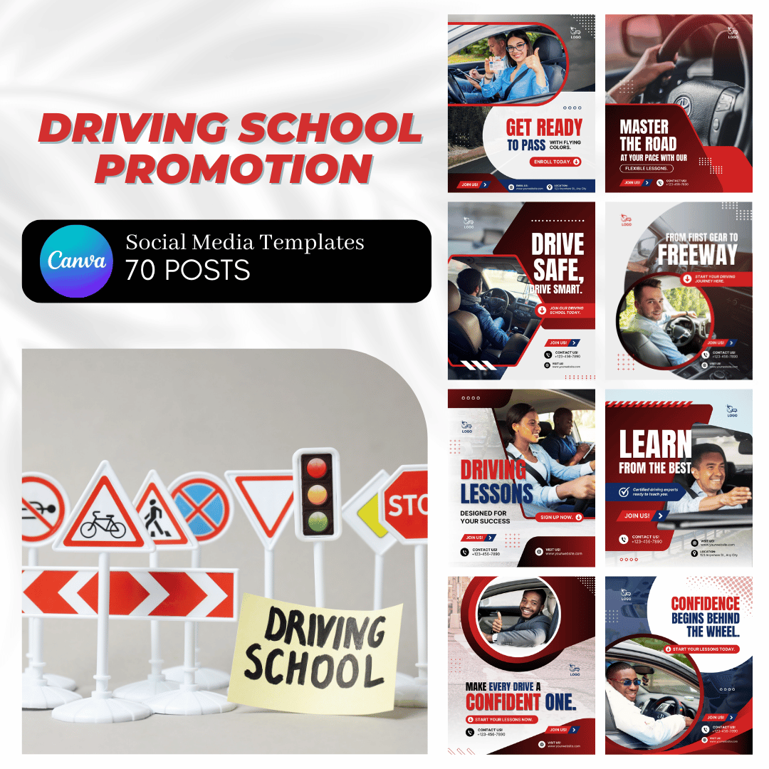 70 Driving School Promotion Canva Templates – Viralcontent.design