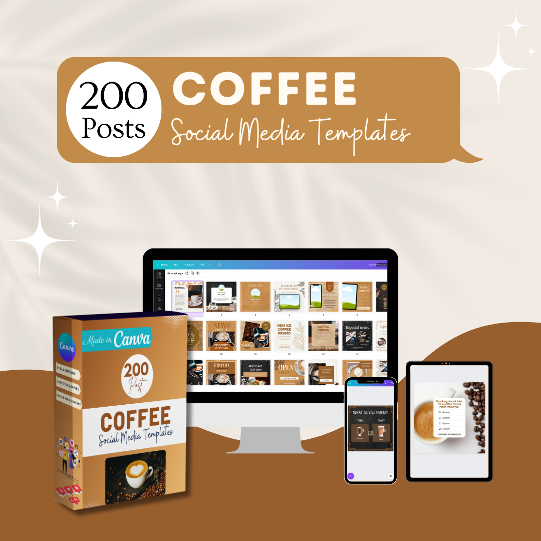 200 Coffee Posts - Social Media Templates