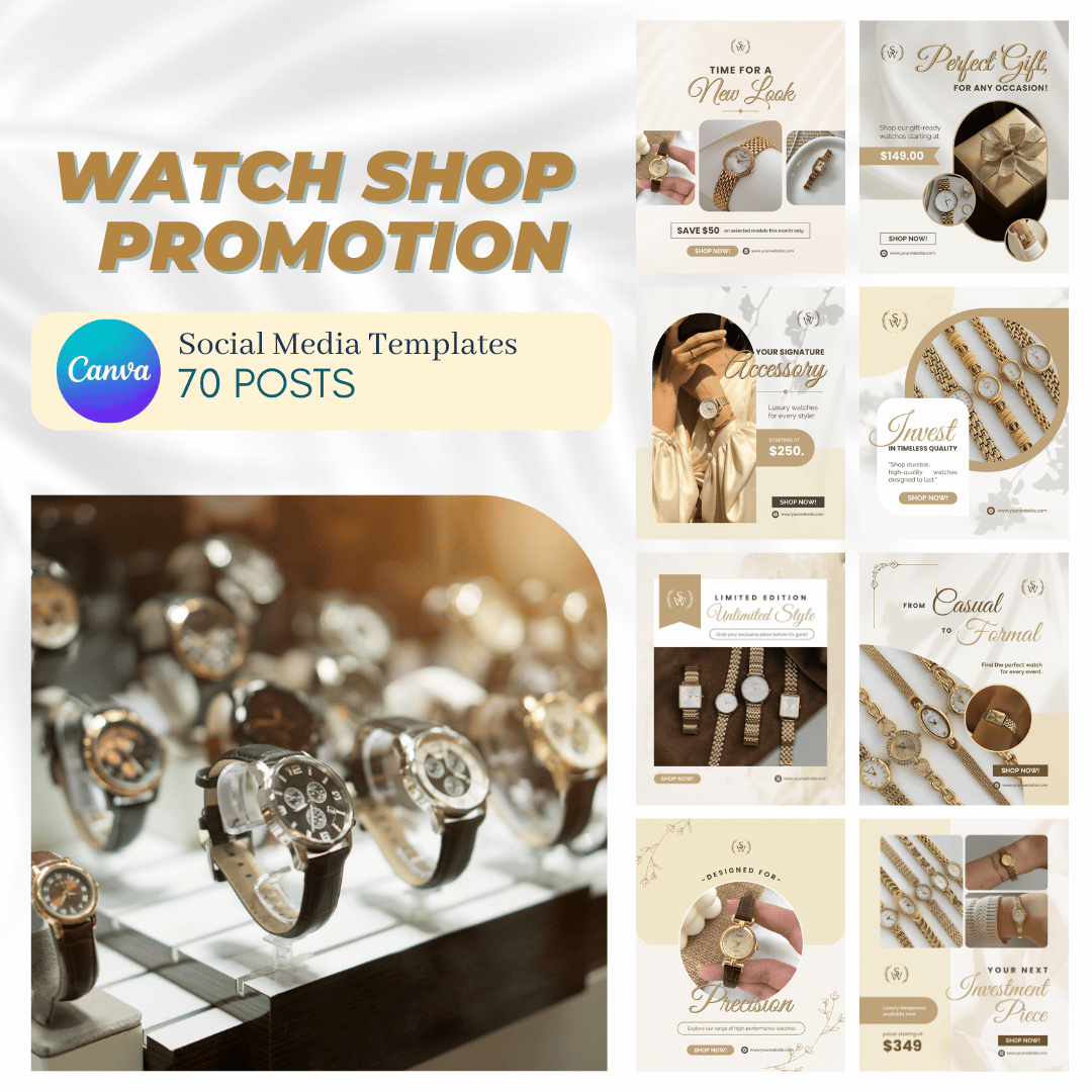 70 Watch Shop Promotion Canva Templates