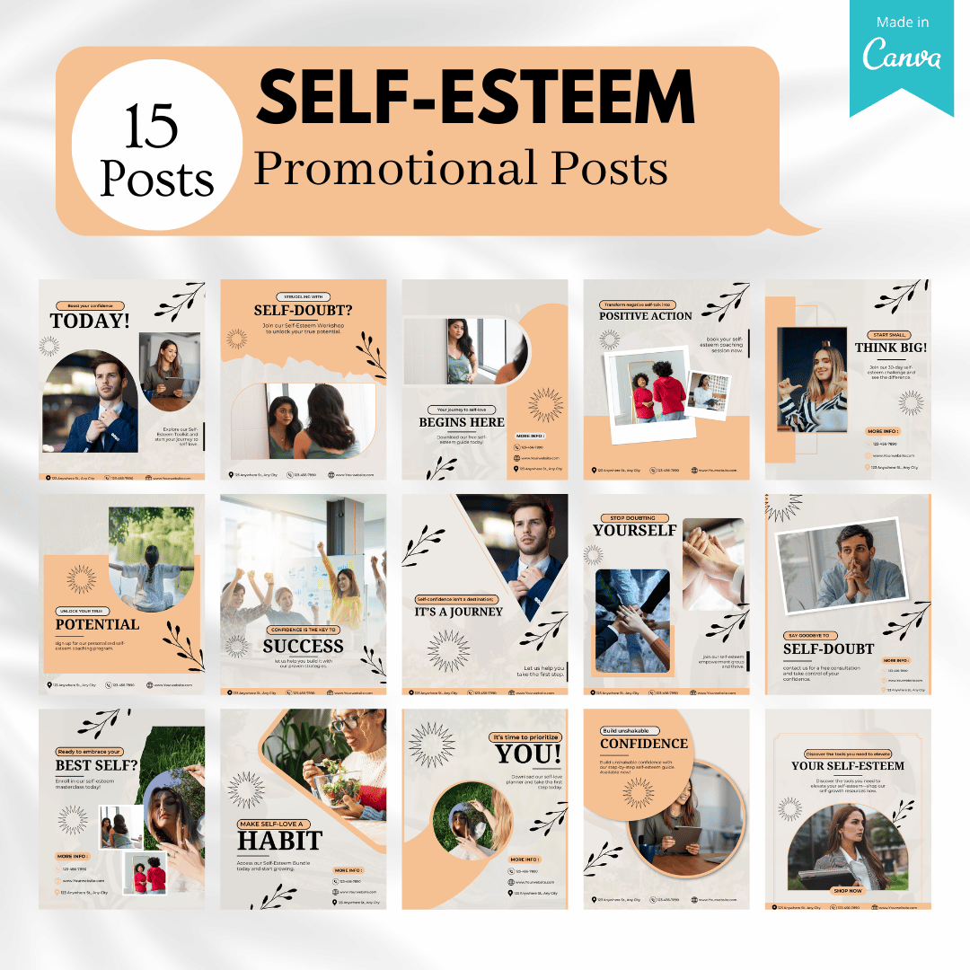 100 Self-Esteem Canva Templates