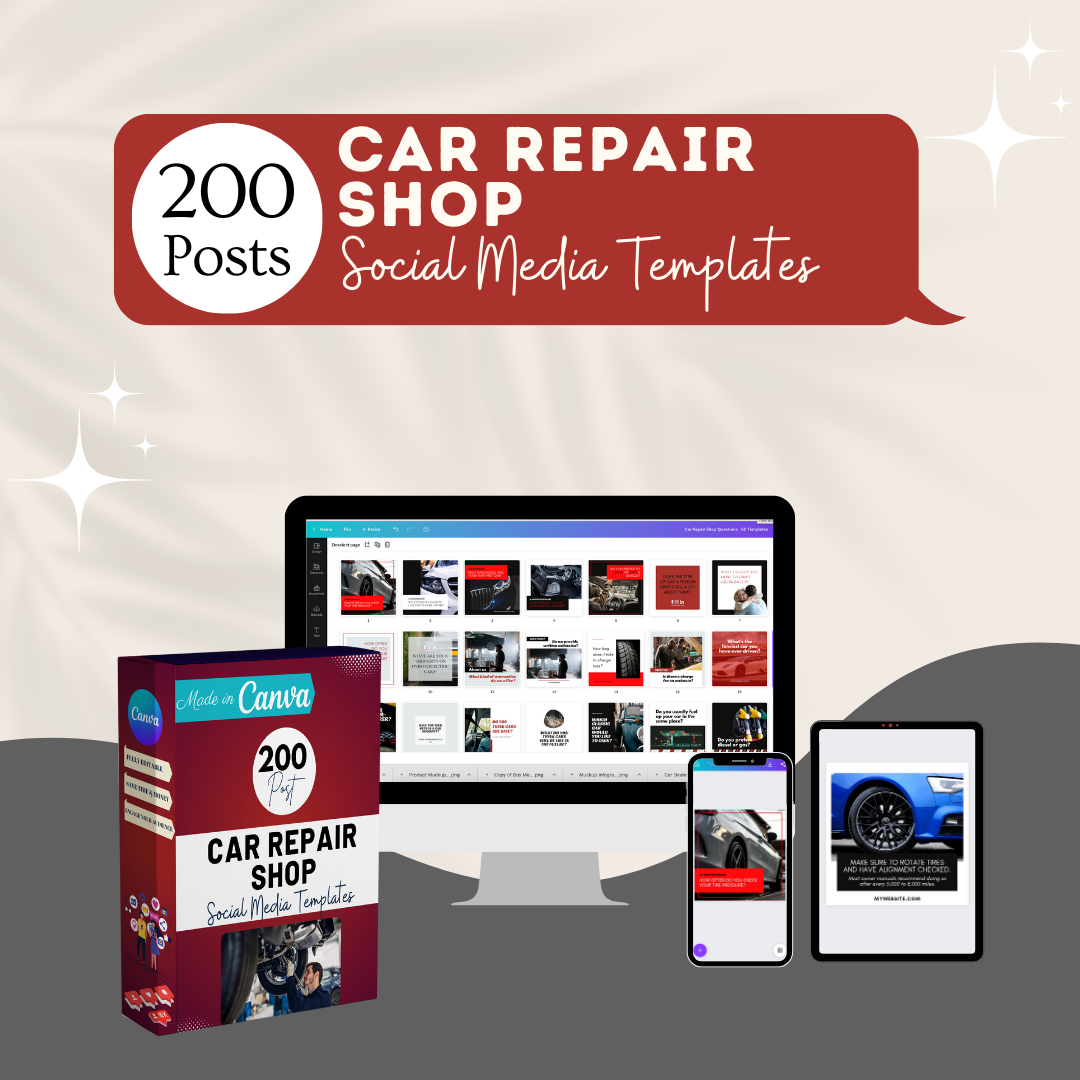 200 Car Repair Shop Posts - Social Media Templates