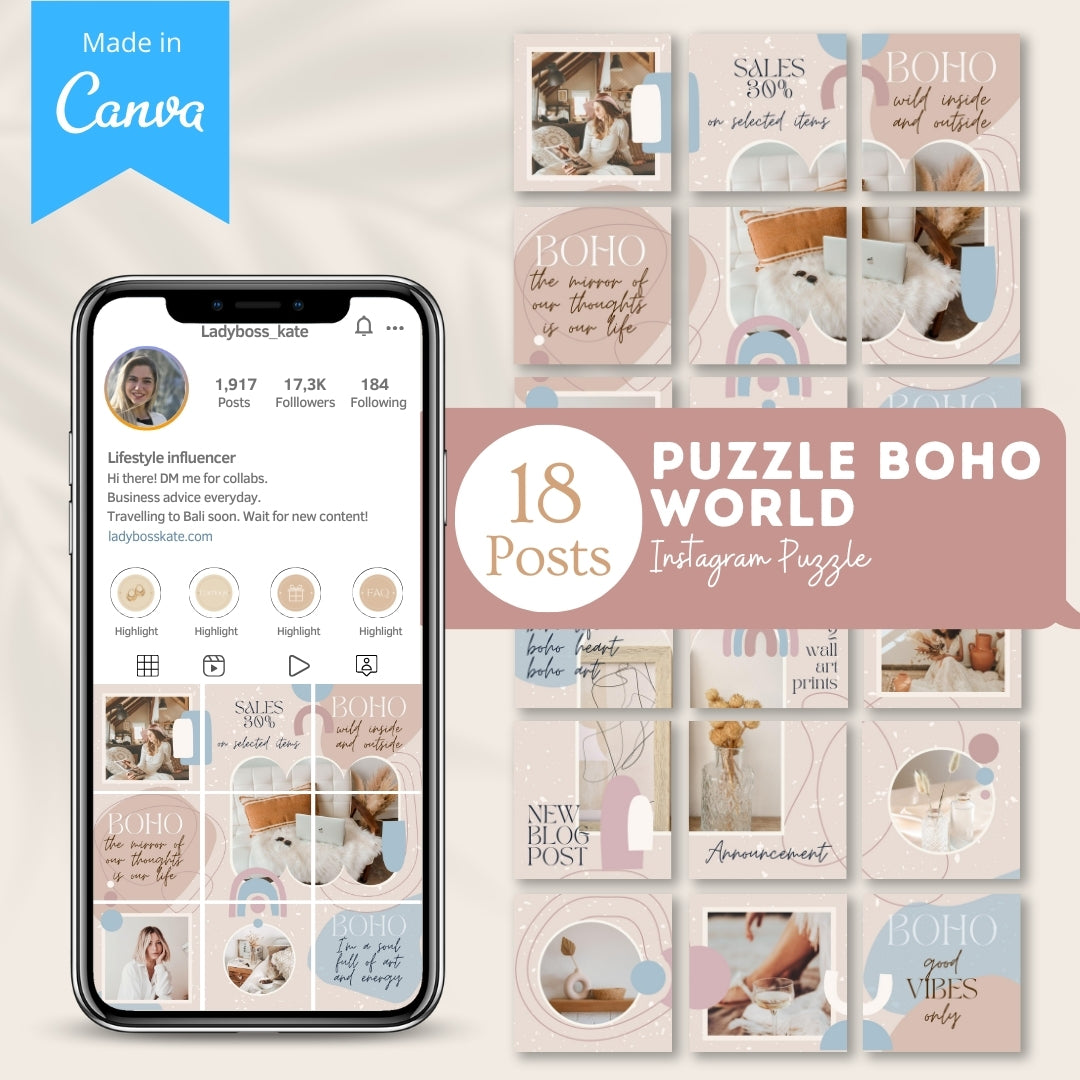 Puzzle Boho World - Canva Templates