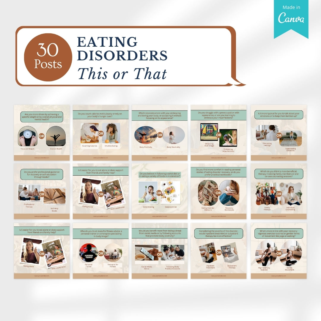 200 Eating Disorders Posts - Social Media Templates