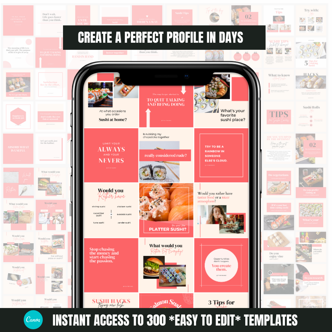 300 Sushi Posts - Social Media Templates