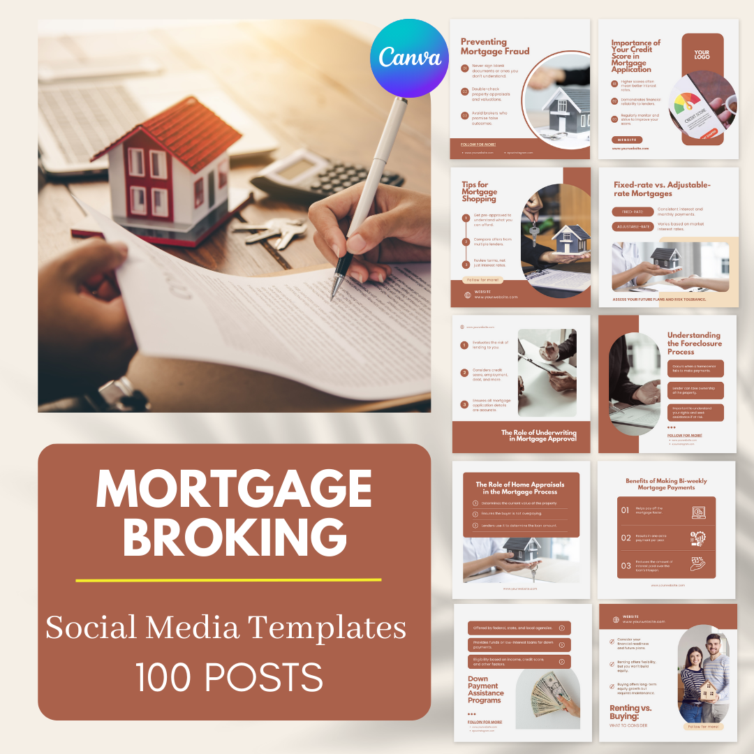 100 Mortgage Broking -Social Media Canva Templates