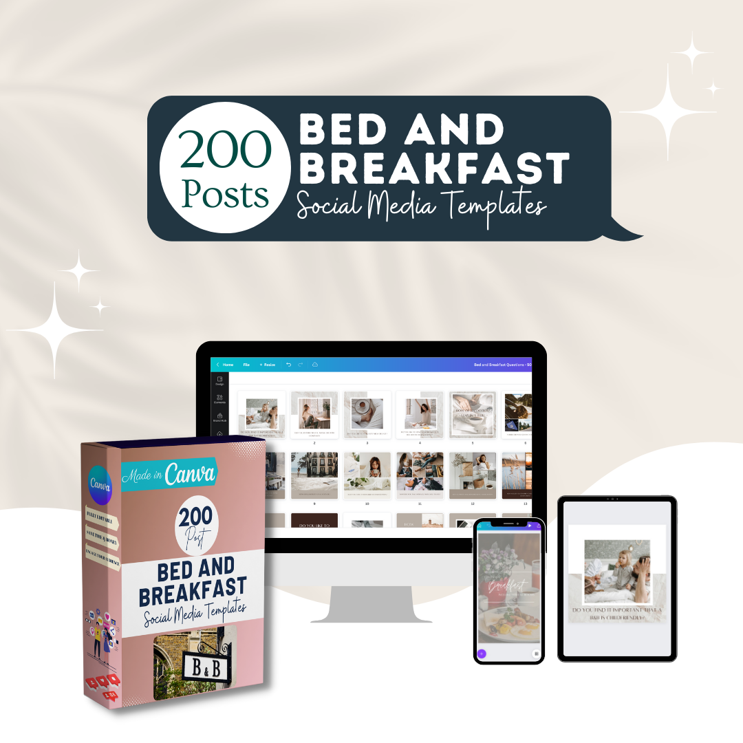 200 Bed and Breakfast Posts Social Media Canva Templates
