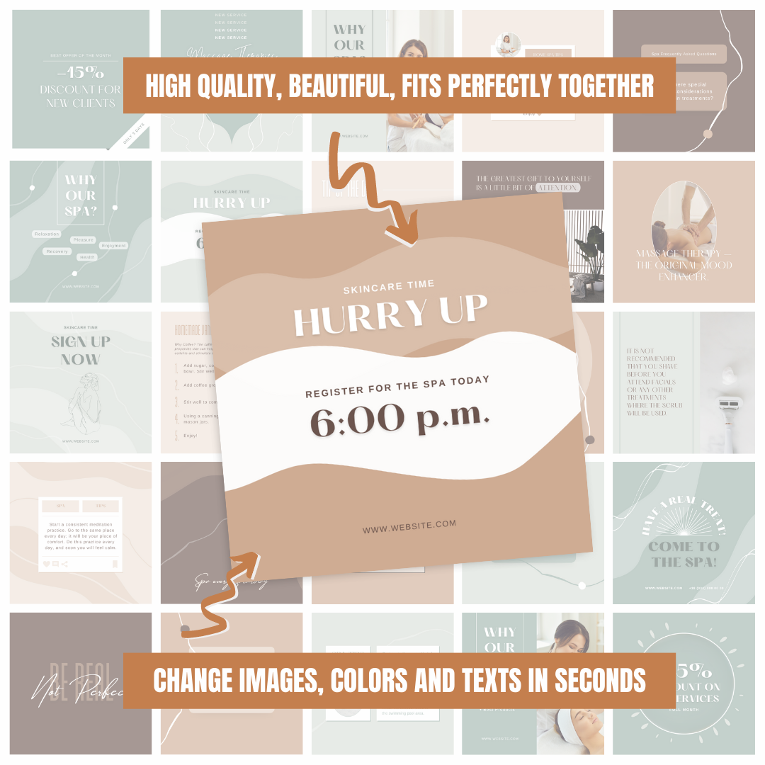 200 Spa Posts - Social Media Templates – Viralcontent.design