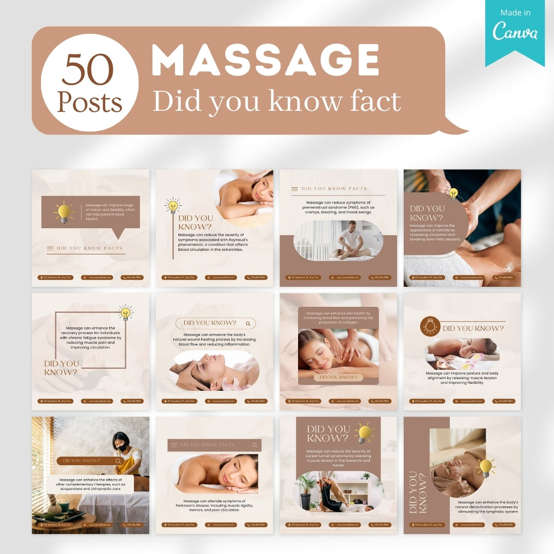 500 Massage Center  - Social Media Canva Templates