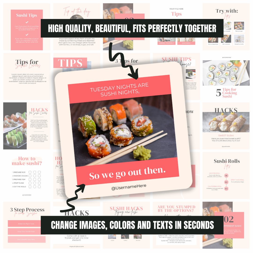 300 Sushi Posts - Social Media Templates