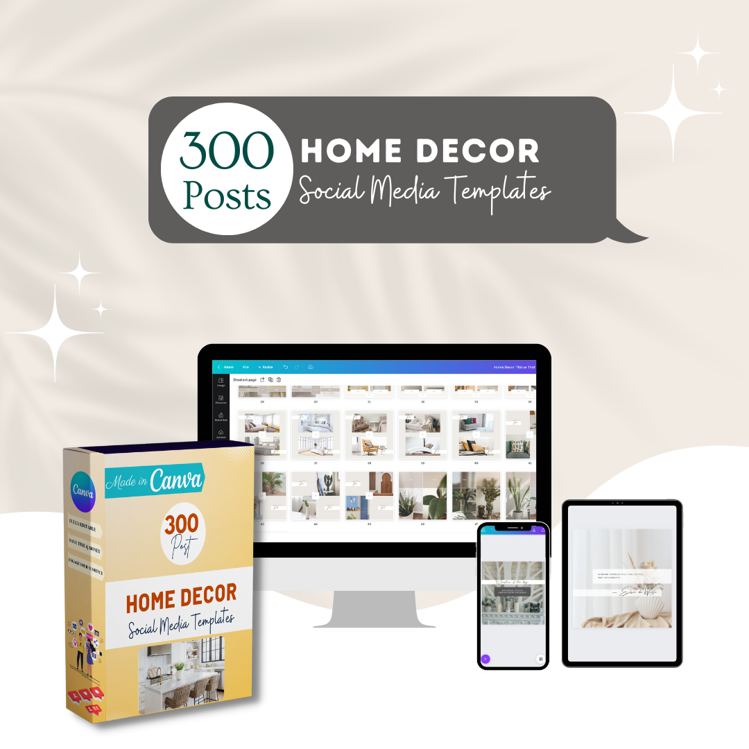 300 Home Decor Posts - Social Media Canva Templates – Viralcontent.design