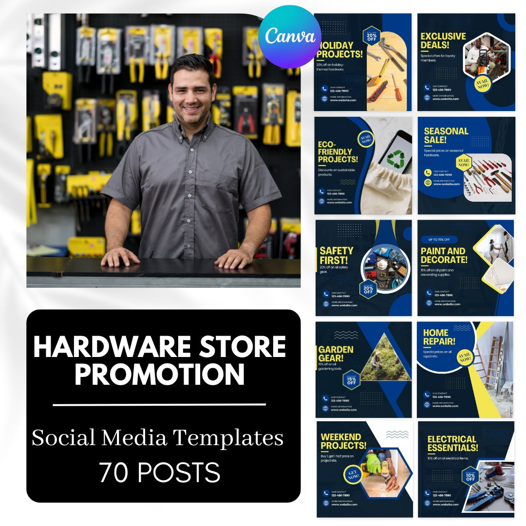 70 Hardware Store Promotion Canva Templates – Viralcontent.design