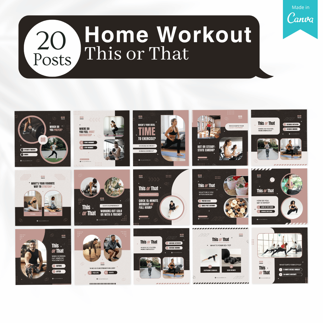 215 Home Workout Canva Templates