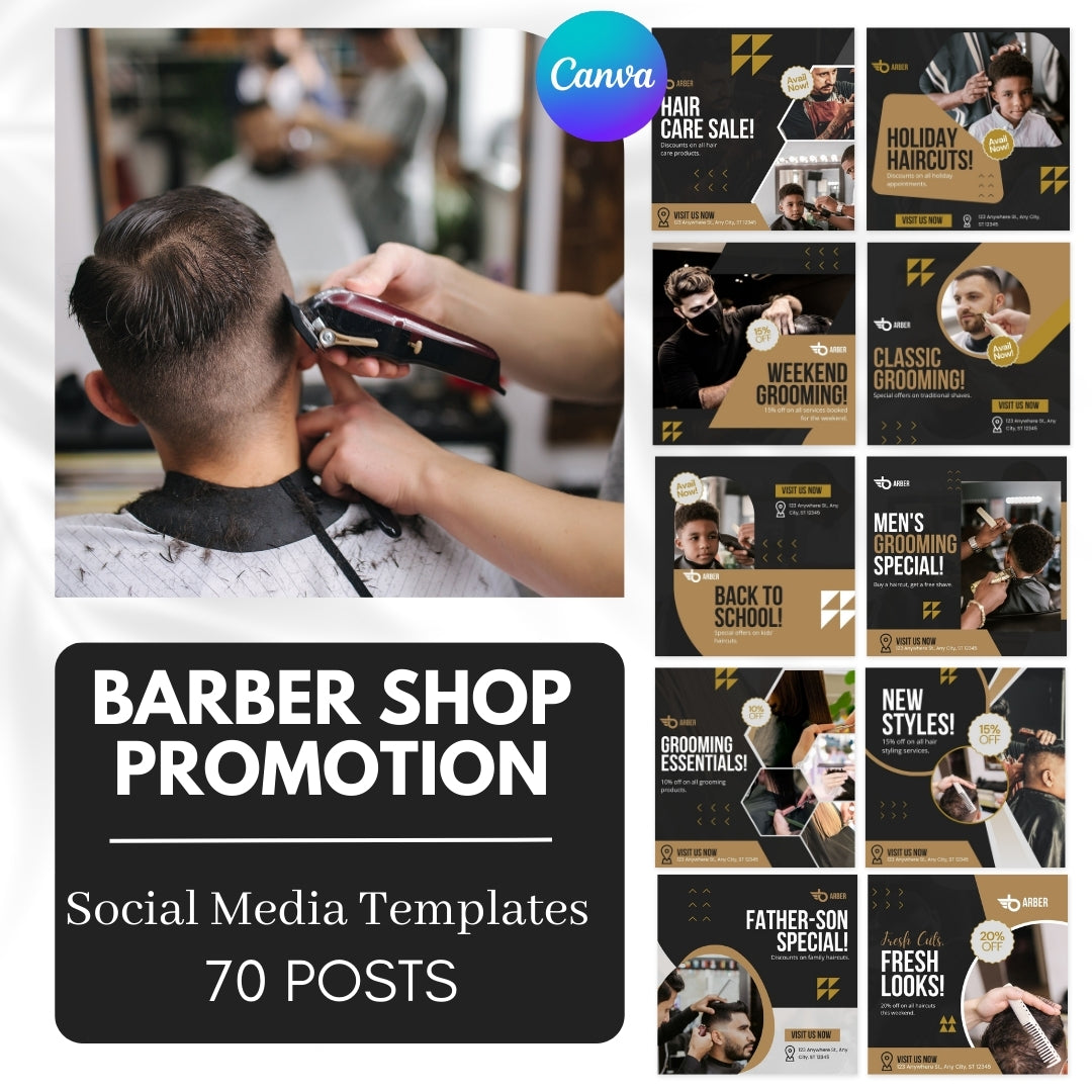 70 Barber Shop Promotion Canva Templates