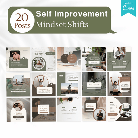 210 Self Improvement Posts - Social Media Templates